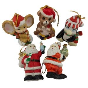 CITGO Vintage‎ Christmas Ornaments 5pc 1992-1993 7-Eleven Penguin Bear Santa Mix